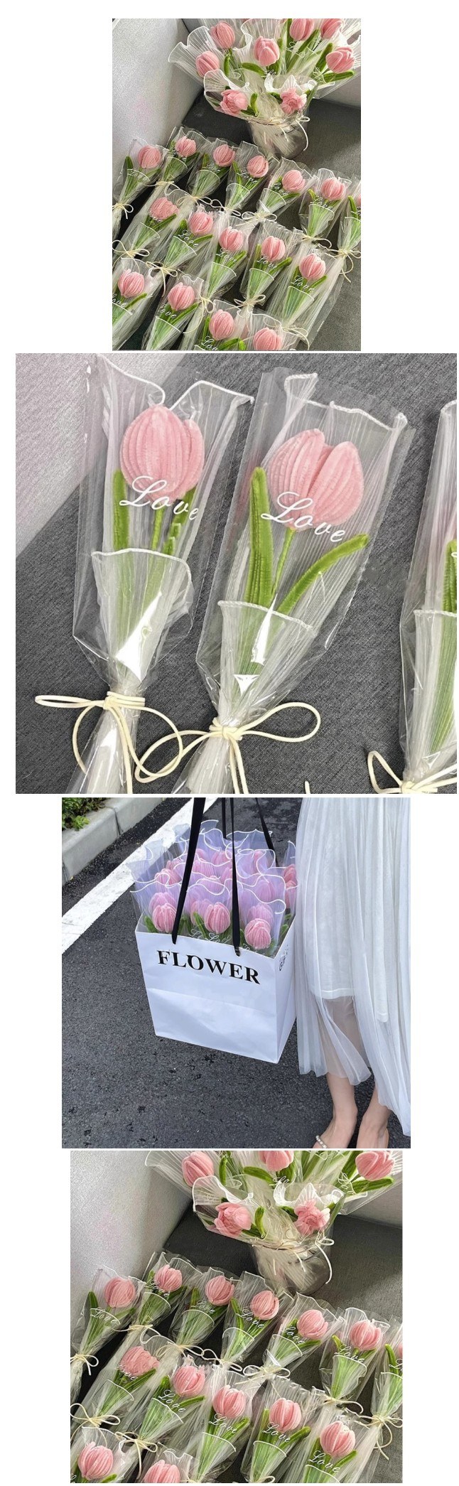 모루 꽃다발 튤립 퀄트 공예 한송이 포장 상세 이미지